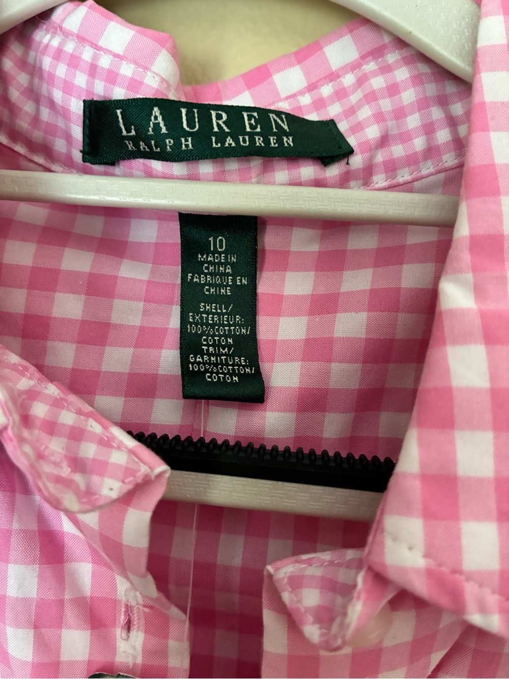 Lauren Ralph Lauren Pink Gingham Peplum Button-Up Blouse - Picture 2 of 3